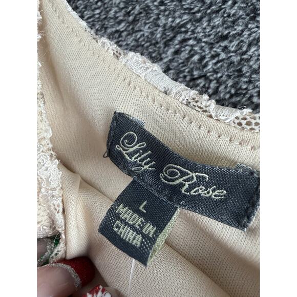 NWT Lily Rose Large Lace Top Black Flowing Chiffon Midi Dress - Picture 4 of 4